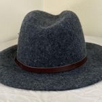 Vintage Italian Wool Fedora Hat Size 56 Gray Felt Wide Brim Leather Band Italy Photo 5