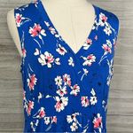 L.L.Bean Pull Over Easy Sleeveless Fit & Flare Midi Dress Blue/Floral-LP Photo 1
