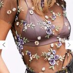 Kimchi Blue  Urban Outfitters Black Sheer Embroidered Floral top size small Photo 1