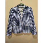 J.Crew Blue & White Gingham Campbell Blazer Size 10P Linen Cotton Photo 1