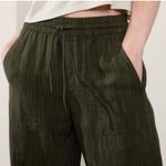 Athleta  Retreat Linen‎ High Rise Wide Leg Pant Raining Aspen Olive Large Petite Photo 2