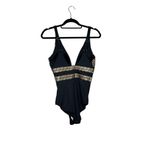 Swimsuits For All One Piece Swimsuit Size 10 Plunging‎ Neckline Black Gold NEW Photo 4