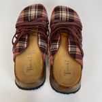 Think! Clogs 8 8.5 Plaid Leather Strappy Comfort Slides Shoes Sandals 39 Purple Photo 4