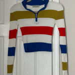 Urban Outfitters  Ribbed Cropped Sweater Women Small Striped Quarter Zip Photo 0