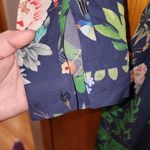 EXPRESS  medium navy blue bird floral long sleeve shirt dress Photo 4