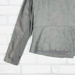 DKNY Jeans Jacket Women Large Gray Faux Suede Polyester Long Sleeve Clipside Zip Photo 8