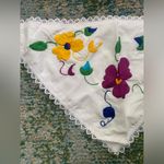 Handmade embroidered Mexican floral hair neck scarf White Photo 1