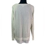 Lucky Brand V-neck sheer crocheted linen champagne golden sparkle lace weave long sleeve Photo 3