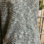 J.Jill Blue and white Open-Textured V-Neck hoodie Sweater Photo 2