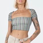 Princess Polly Square Neck Striped Stretch Crop Top Short Sleeve Size 6 Photo 0