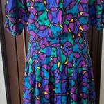 Vintage Lane’s Abstract Multicolor Silk Midi Dress Multiple Size 10 Photo 1