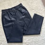 Rebecca Taylor Pants Vegan Leather Track Pant Crop Dark Navy Blue 14 NWT New Photo 1