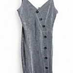 Caution to the Wind Gray Asymmetrical Bodycon Mini Striped Dress | Size Small Photo 1
