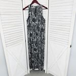 Anne Klein Lion Head Logo Print Shift Slip Maxi Dress Black White 6 Sleeveless Photo 8