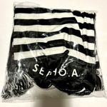 Sephora  Black White Striped Tassel Scarf Logo Cozy Lightweight Brand New Photo 2