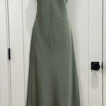 Billy J Chiara Maxi Dress Satin Halter Lace Up Open Back Green Size 8 Bridesmaid Photo 4