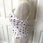 SheIn white red flower crop top Photo 1