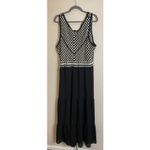 Nine West  Womens XL Black White Tiered Crochet Maxi Dress‎ Sleeveless Resort NEW Photo 1