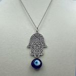 Boutique Lucky Hamsa and evil eye pendant necklace 18” boho festival. Photo 0