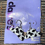 Claire's Black‎ and White Cow Print Hat Earrings Black Photo 0