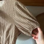 Le lis gingham plaid bow holly dress, puff sleeve, tan/brown large Photo 6