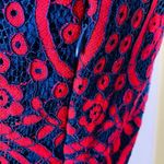 Ultra Pink Red & Blue Lace Dress With Bell Sleeves Sz S Photo 4