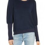 Sundry  Navy Blue Puff Sleeve Sweatshirt Pullover Size 1 (Small) Made in USA Photo 12