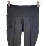 Alo Yoga Ribbed Airlift Enchanted Leggings High Waisted 7/8 Pockets Black Photo 4