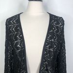 Surf Gypsy NEW  Black Lace Open Front Long Sleeve Swim Cover Up Womens Medium Photo 3
