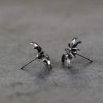 Black Spider Stud Earrings Men Stud Stainless Steel Punk Gothic Unisex Gift Silver Photo 1