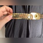 Vintage Gold Small Scales Stretch Belt With Rectangular Buckle Women’s Fits XS/S Photo 2