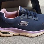 Skechers Alloy Toe Work Shoes Navy Blue Women Sz 6 Slip Resistant Photo 0