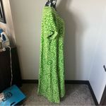 Flax  100% linen dress floral boho oversized large green short sleeved Photo 4