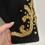 Vintage Antonella Preve New York Black Whimsigoth Gold Beaded Midi Dress Size M Size M Photo 6