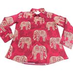 Vintage Red Elephant Print Long Sleeve Button Up Shirt Size Large Stylish Travel Photo 4