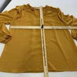 Andree by Unit Blouse Womens Small Yellow Long Sleeve Ruffle Neck Pullover Top Photo 4