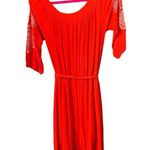 Ellison Revolve Embroidered Belted Red Orange Peasant Boho Midi Maxi Dress Large Photo 1