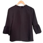 Madewell  Blouse Bell Sleeve Size XXS Black Dressy Preppy Work Top Office Shirt Photo 8