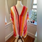 Do Everything In Love Colorful Bright Striped Poncho Swim Cover Up OSFM Photo 1
