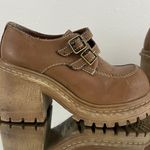 Soda Vintage Y2K Tan Faux Leather Chunky Platform Buckle Heeled Oxford Shoes Photo 2