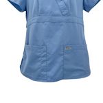 Grey's Anatomy New 3 Pocket Mock Wrap Scrub Top Style 4153 Ciel Blue Small Photo 4