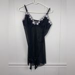 Donna Loren Gold Label Black Sheer Floral Lace Slip Bow Cami Medium Coquette Y2K Photo 1