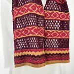 Talbots Lightweight Wool Blend Open Knit Maroon Gold Stripe Scarf Wrap Longline Photo 1