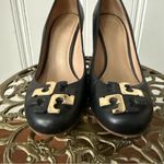 Tory Burch Black Leather Lowell Wedge Pumps Photo 5