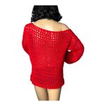 American Vintage Vintage Grandma made crochet red sexy off shoulder sweater size medium Photo 7