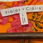 Violet+Claire  Women's Orange Floral Sleeveless Flowy Top Size L Photo 2