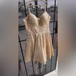 Dancing Queen Gold Strapless‎ Floral Dress Photo 6
