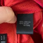 Lafayette 148 Warm Red Orange Iridescence Linen Blend Pleat Trousers Size 10 Photo 5