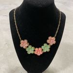 Floral Pastel Flowers Gold Tones necklace choker Lightweight Blue Photo 0
