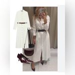 ZARA  Belted Crepe Midi Shirtdress Dress White Size L 2252/542 Photo 6